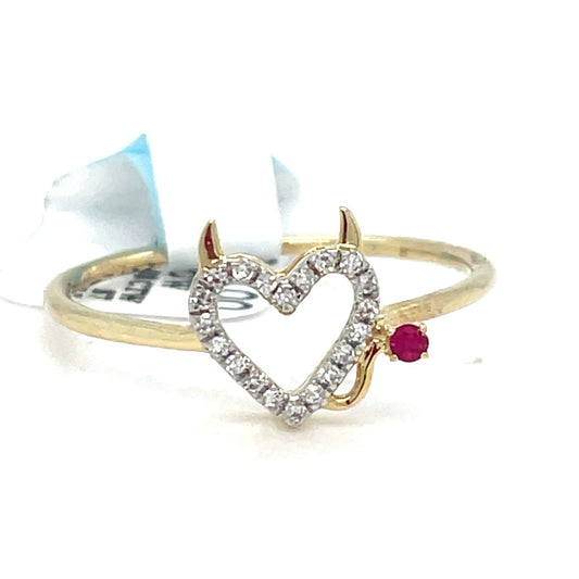 10k Yellow Gold Women’s Diamond Heart Ring 1.00g .08CTW Size 70