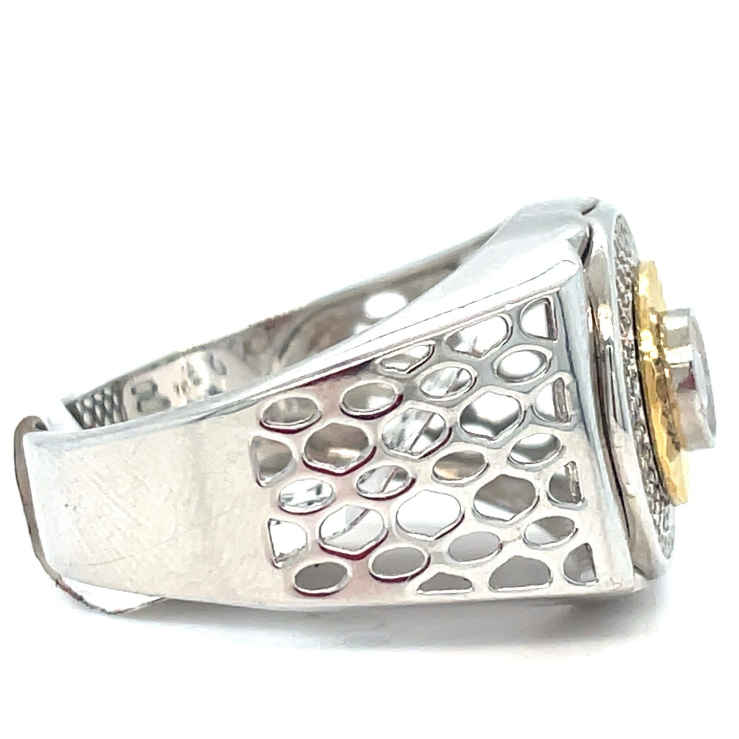 925 Sterling Silver Men’s CZ Two Tone Ring 8.30g Size 111