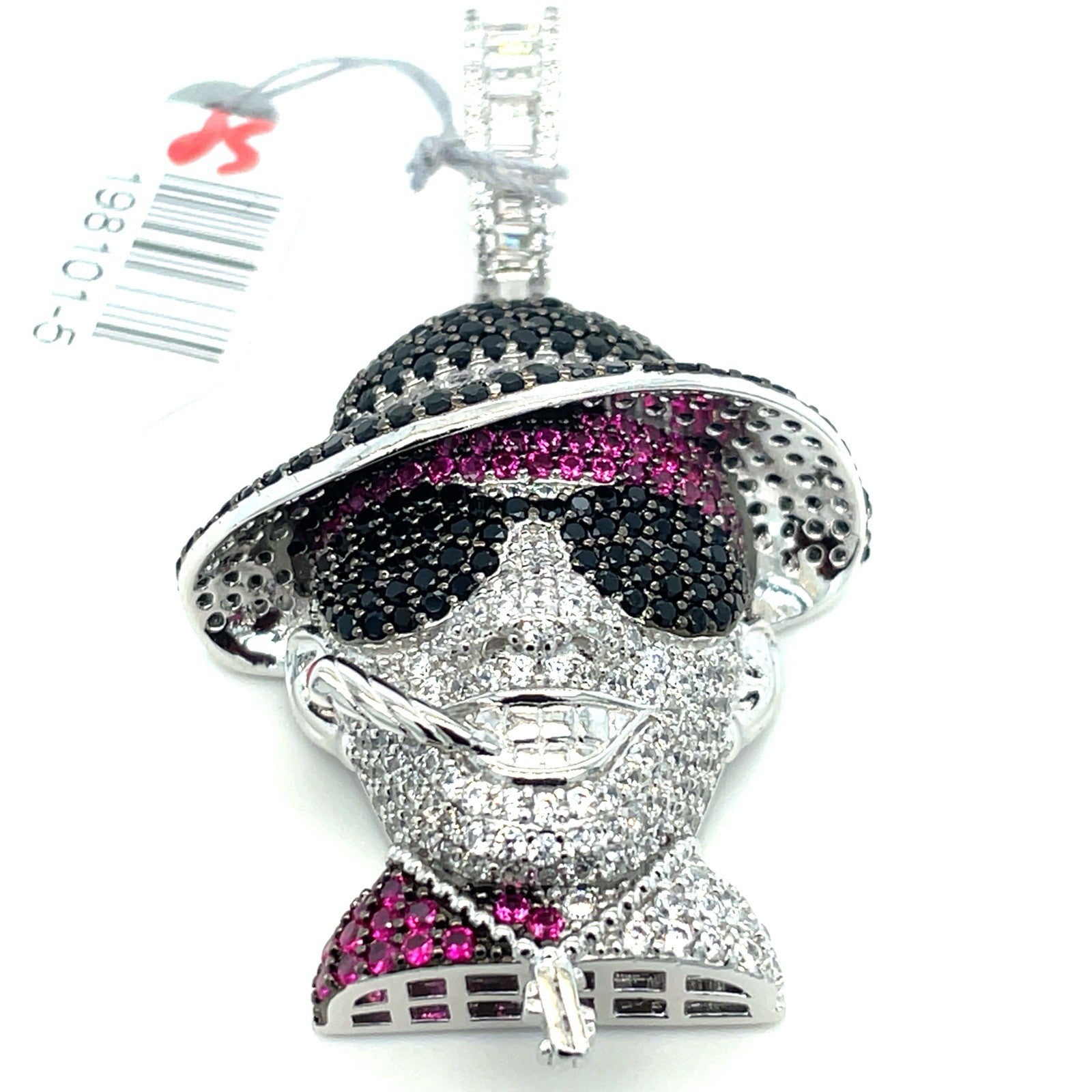925 Sterling Silver CZ Colorful Gangster With Cigarette Pendant 18.20g1
