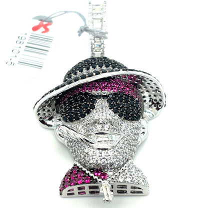 925 Sterling Silver CZ Colorful Gangster With Cigarette Pendant 18.20g1