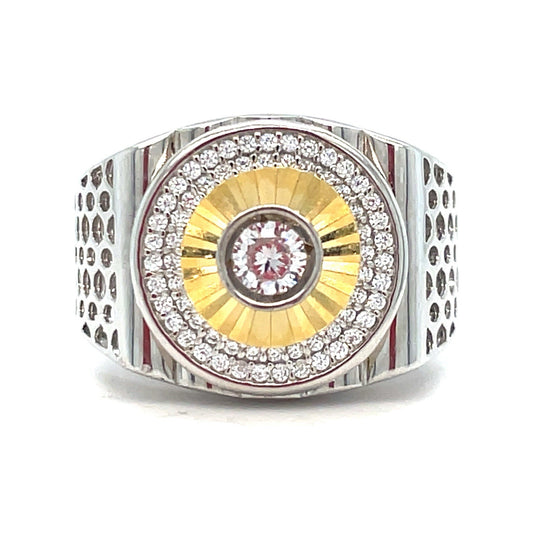 925 Sterling Silver Men’s CZ Two Tone Ring 8.30g Size 110
