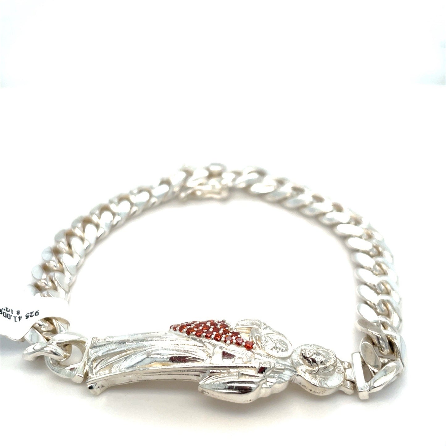 925 Sterling Silver 8.5” Colored San Judas Cuban Link Bracelet 41.00g3