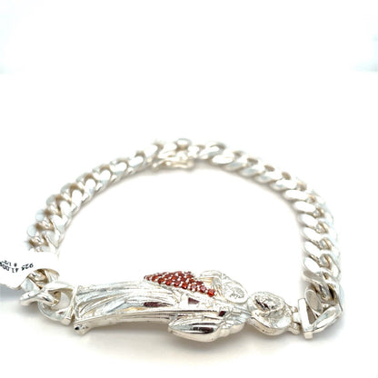 925 Sterling Silver 8.5” Colored San Judas Cuban Link Bracelet 41.00g3
