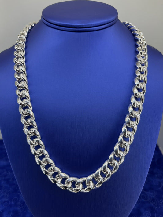 12.5 mm Silver 24 inch hollow Miami Cuban Link chain necklace 101.9g brand new0