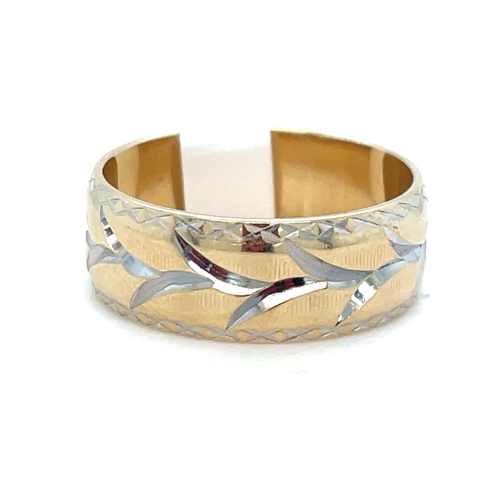 14k Two Tone Gold Wide Band Ring 4.50g Size 70