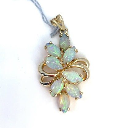 14k Yellow Gold Women’s Opal Swirls Pendant 2.70g 0