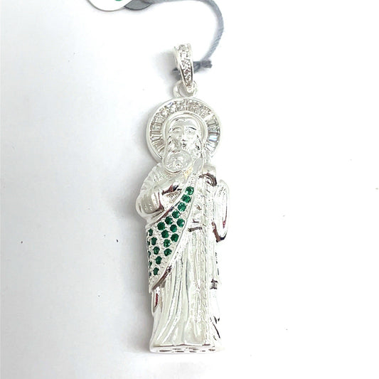 925 Sterling Silver CZ San Judas Pendant 23.10g 0