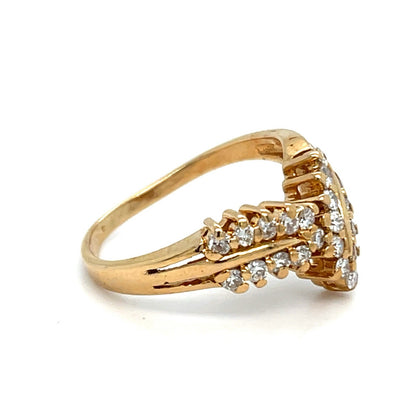 14k Yellow Gold Diamond V Shape Ring 3.90g H Color SI 1 Clarity .52CTW Size 7.753