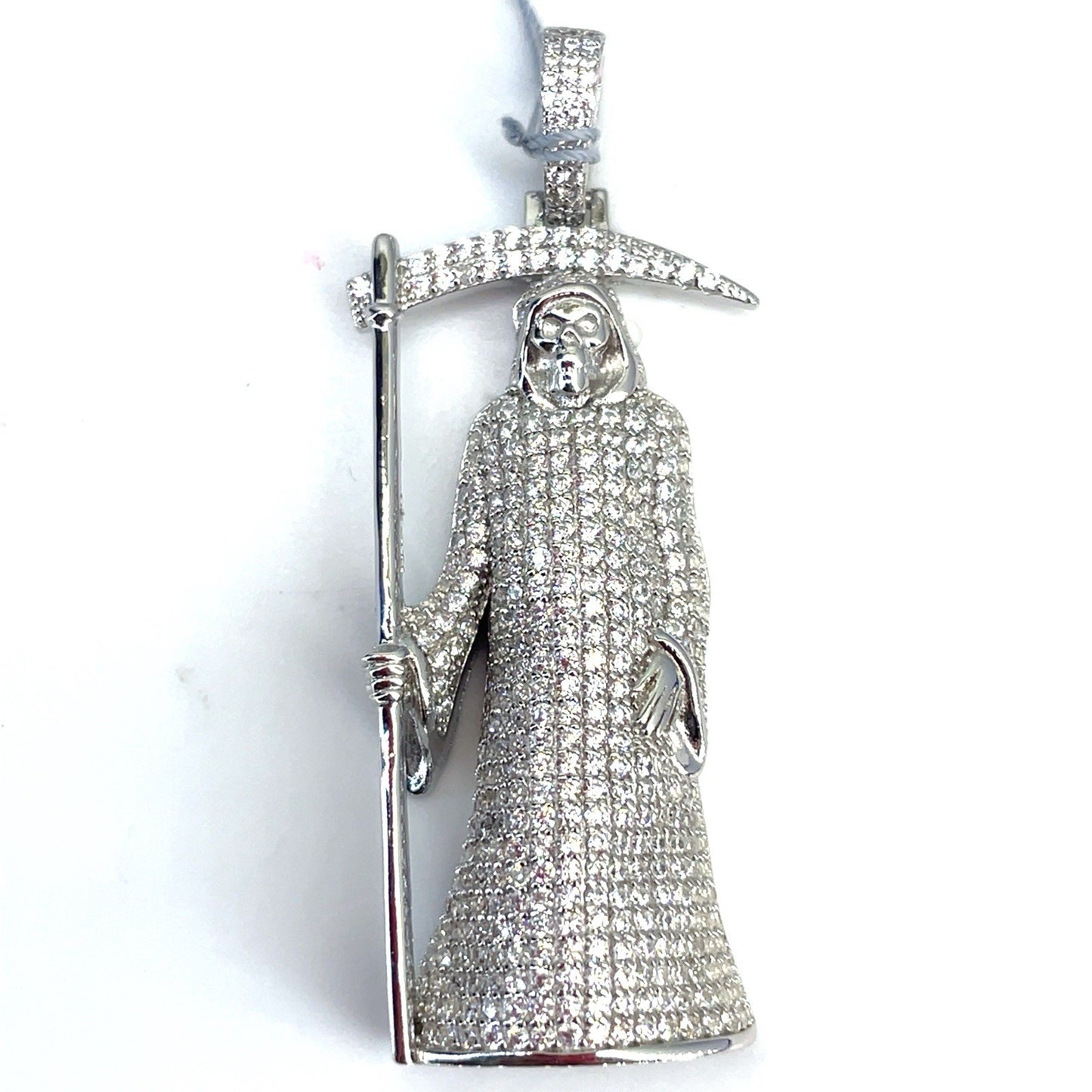 925 Sterling Silver CZ Santa Muerte Pendant 19.00g 0