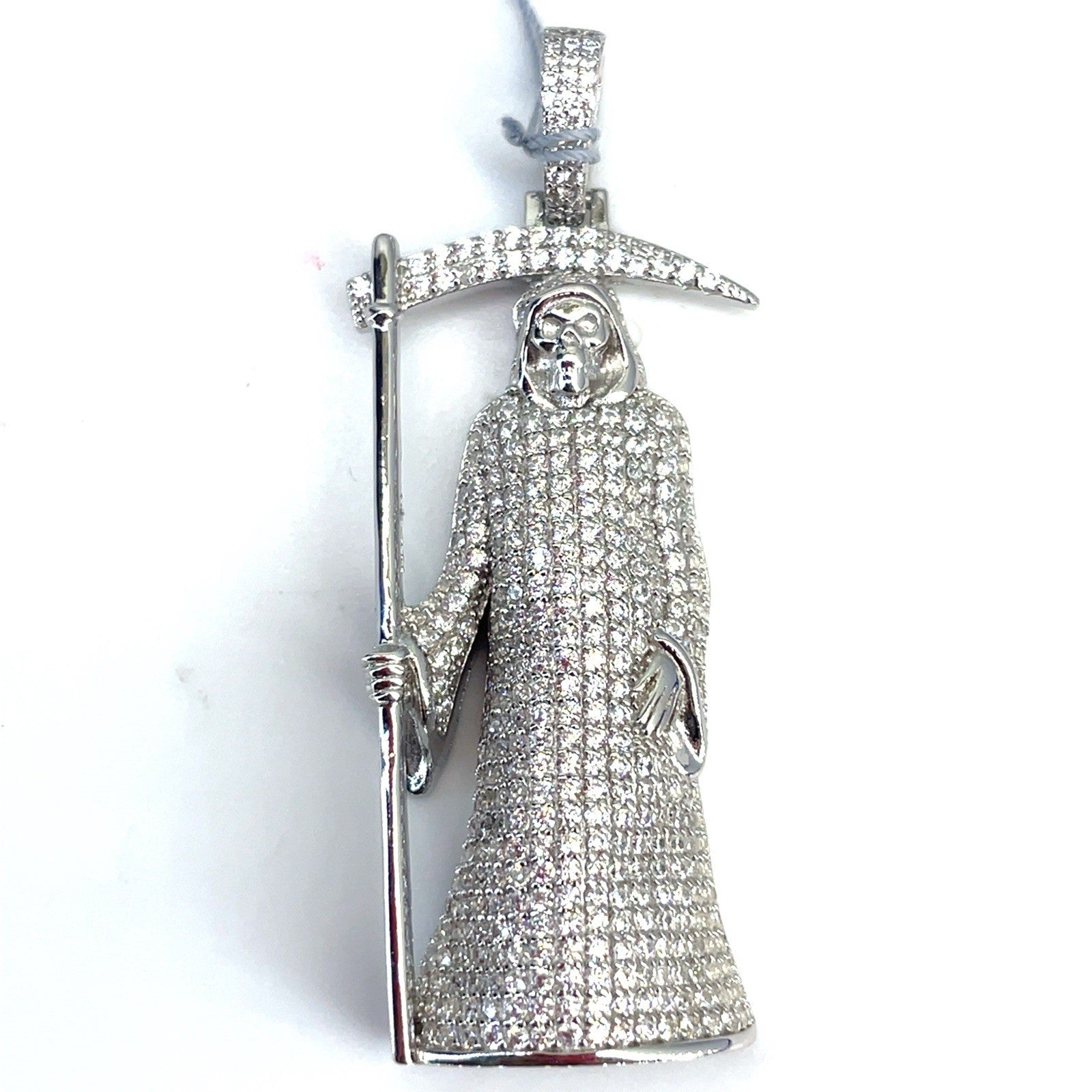 925 Sterling Silver CZ Santa Muerte Pendant 19.00g 0