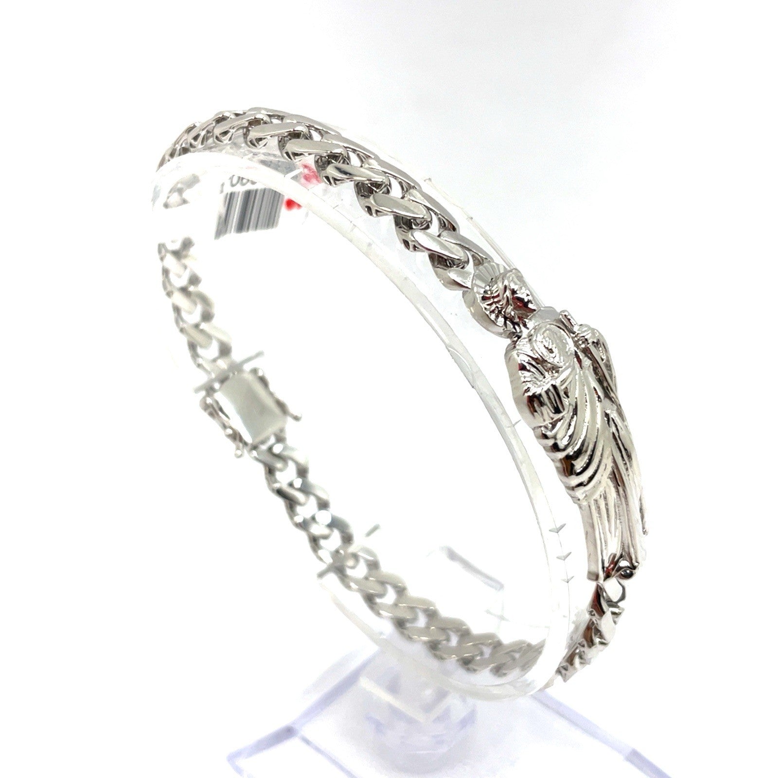 925 Sterling Silver 8” San Judas Cuban Style Bracelet 6.8mm2