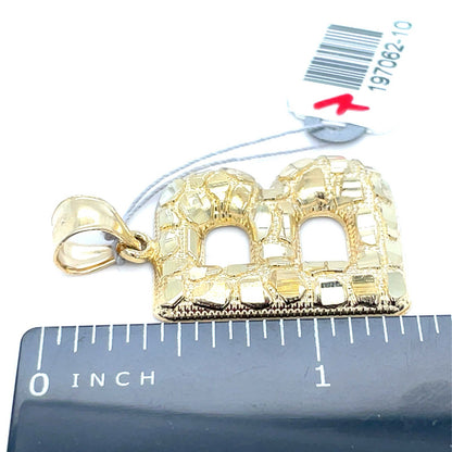 10k Yellow Gold Puff Nugget Letter B Pendant 3.40g3