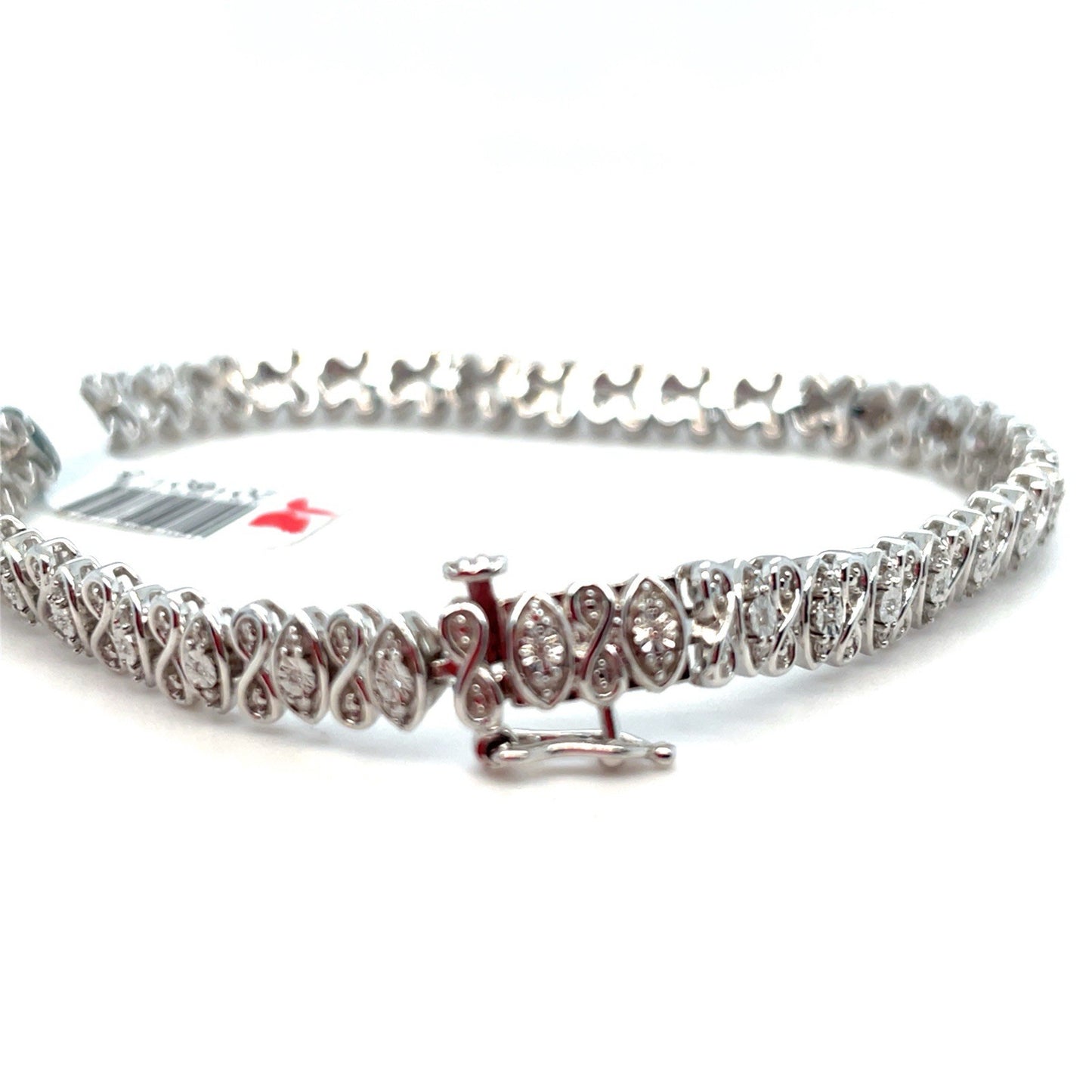 925 Sterling Silver Women’s 7.5” Diamond Oval Infinity Bracelet 11.45g .26CTW2