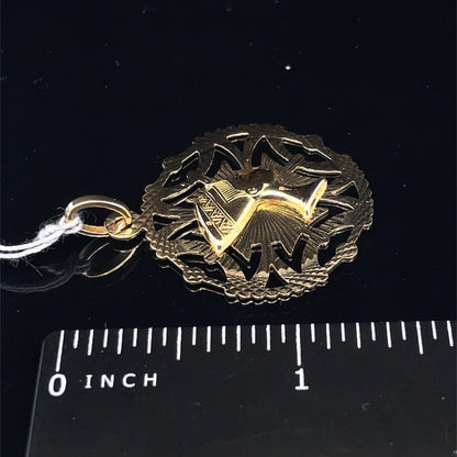 18k Yellow Gold Nefertiti Open Round Back Pendant 3.60g1