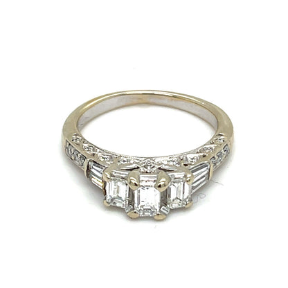 14K White Gold Women’s Diamond Ring 4.3g 1.2CTW Size 70