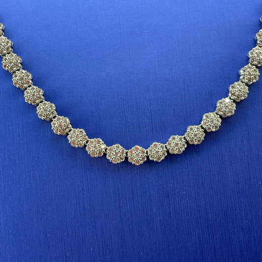 925 Sterling Silver Women’s 20” CZ Flower Cluster Necklace 30.20g 5.3mm0