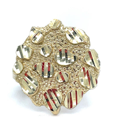 10k Yellow Gold Round Flat Nugget Ring 3.20g Size 7 0