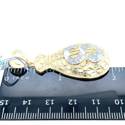 10k Two Tone Gold Money Bag Pendant 6.10g3
