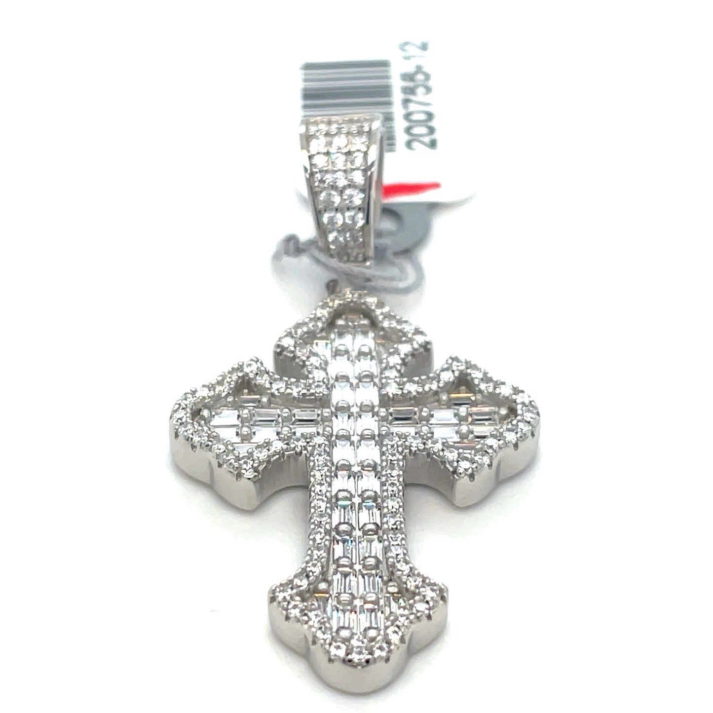 925 Sterling Silver CZ Floral Cross Pendant 6.75g1