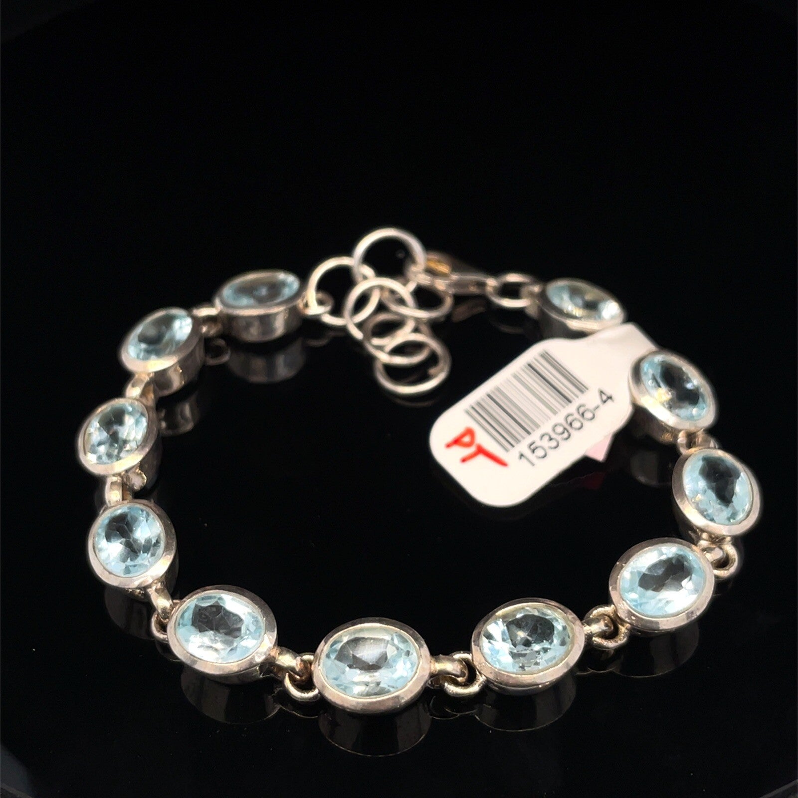 925 Sterling Silver 7”/8” Adjustable Oval Blue Bracelet 18.10g1