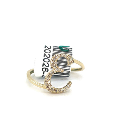 10k Yellow Gold Cursive Diamond Letter E Ring 1.46g .13CTW Size 70