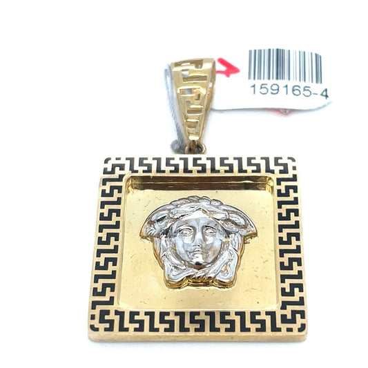 10k Two Tone Square Versace Edge Design Pendant 7.73g0
