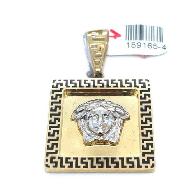 10k Two Tone Square Versace Edge Design Pendant 7.73g0