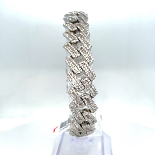 925 Sterling Silver CZ 8” Monaco Style Bracelet 59.70g 14mm0