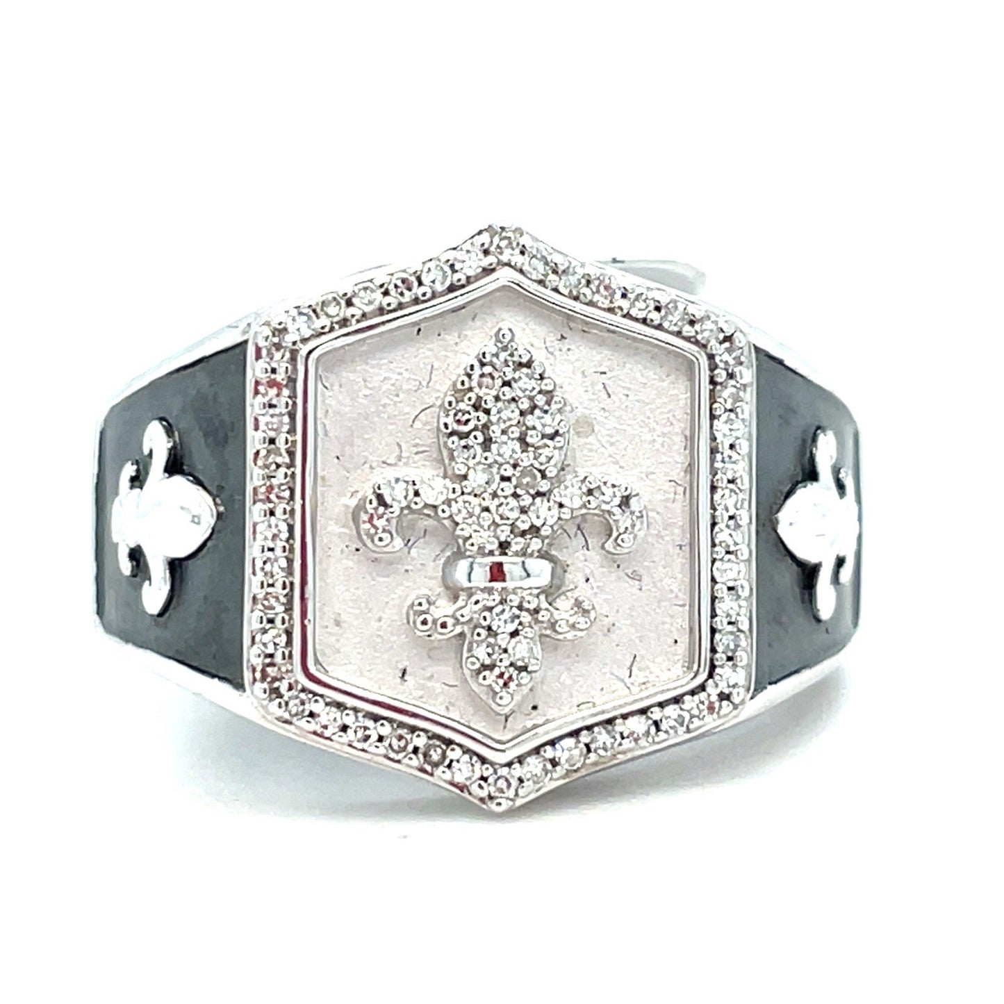 925 Sterling Silver Fluer De Lis Diamond Ring 11.90g .20CTW Size 100