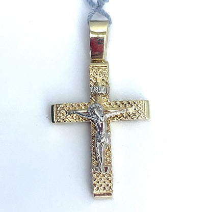 14k Two Tone Gold Jesus Cross Pendant 2.70g0