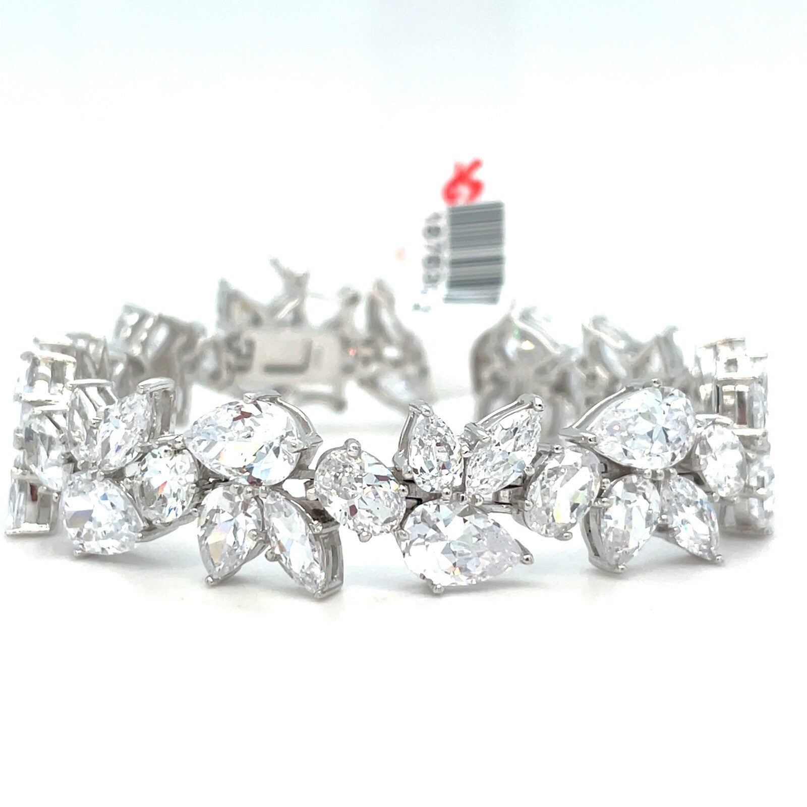 925 Sterling Silver CZ 7” Pear/Oval Design Bracelet1