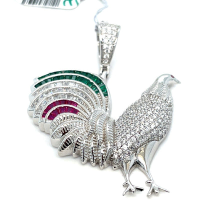 925 Sterling Silver CZ Rooster Pendant 10.25g1