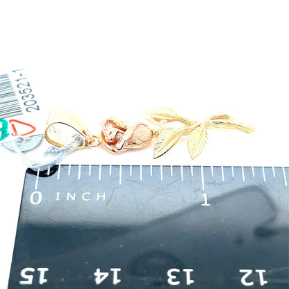 14k Two Tone Womens Rose Pendant 2.50g4