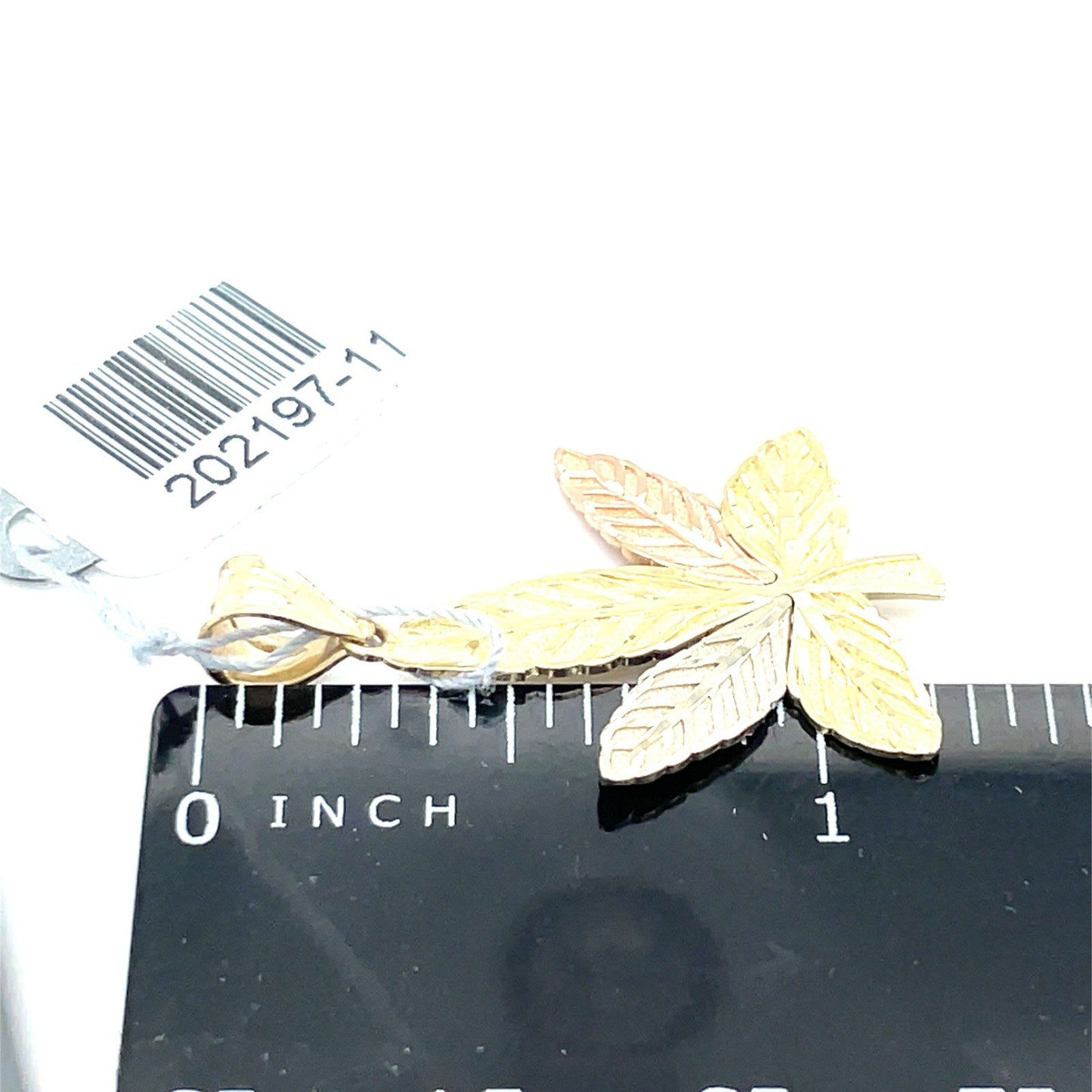 14K Tri Color Gold Weed Leaf Pendant 1.90g 3