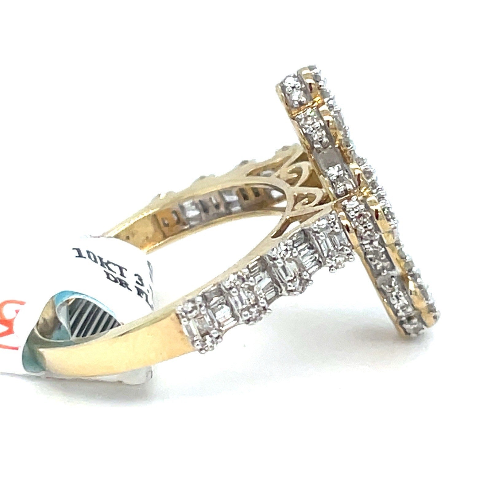 10k Yellow Gold Floral Cross Diamond Ring 3.76g .9CTW Size 71