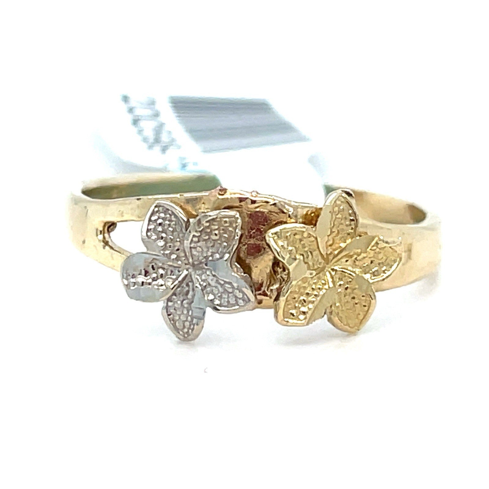 14K Two Tone Gold Women’s Flowers Ring 1.90g Size 70