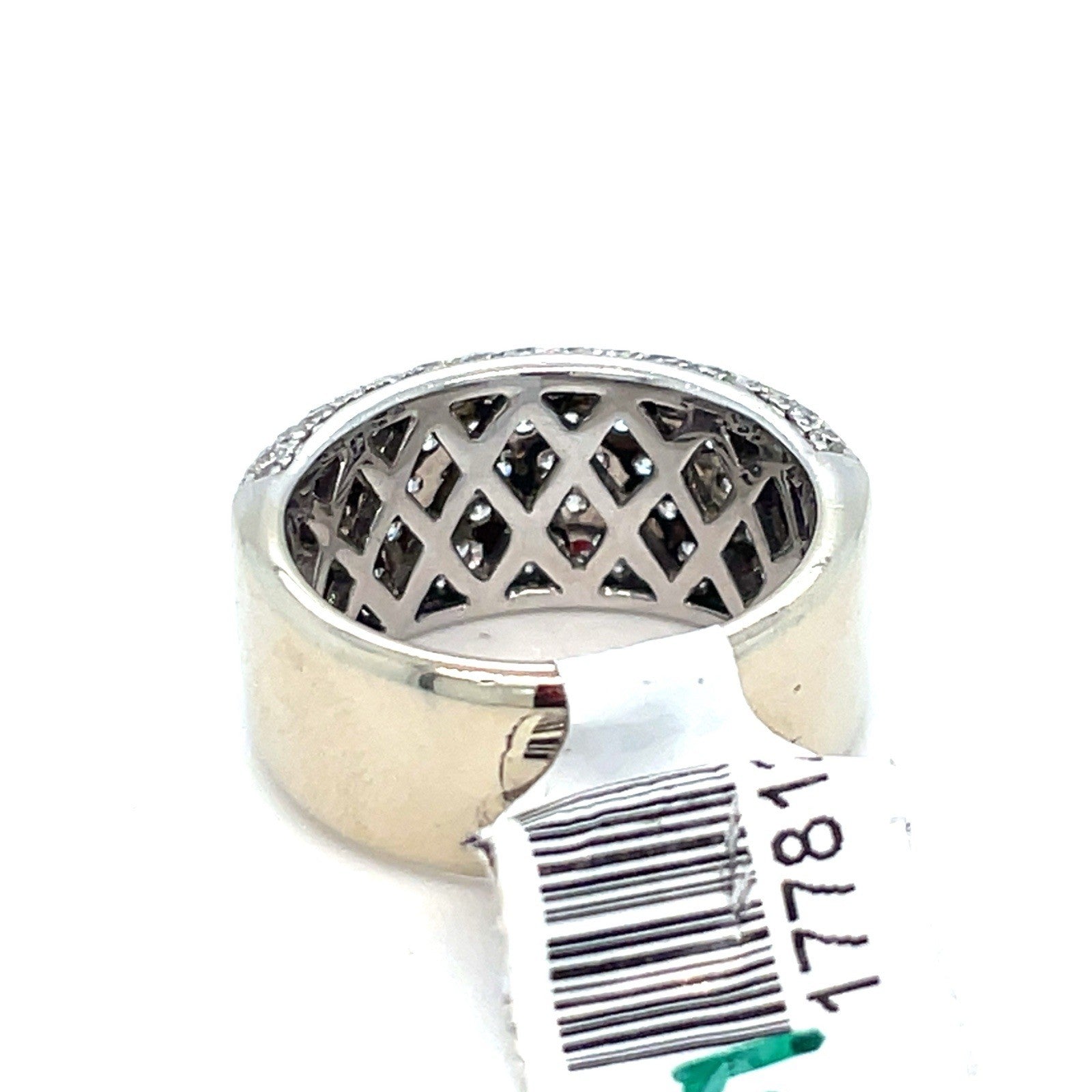 14K White Gold Wide Diamond Band Ring 9.60g 2CTW Size 6.53