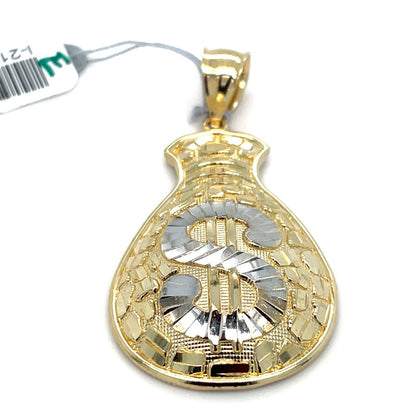 10k Two Tone Gold Money Bag Pendant 6.10g1