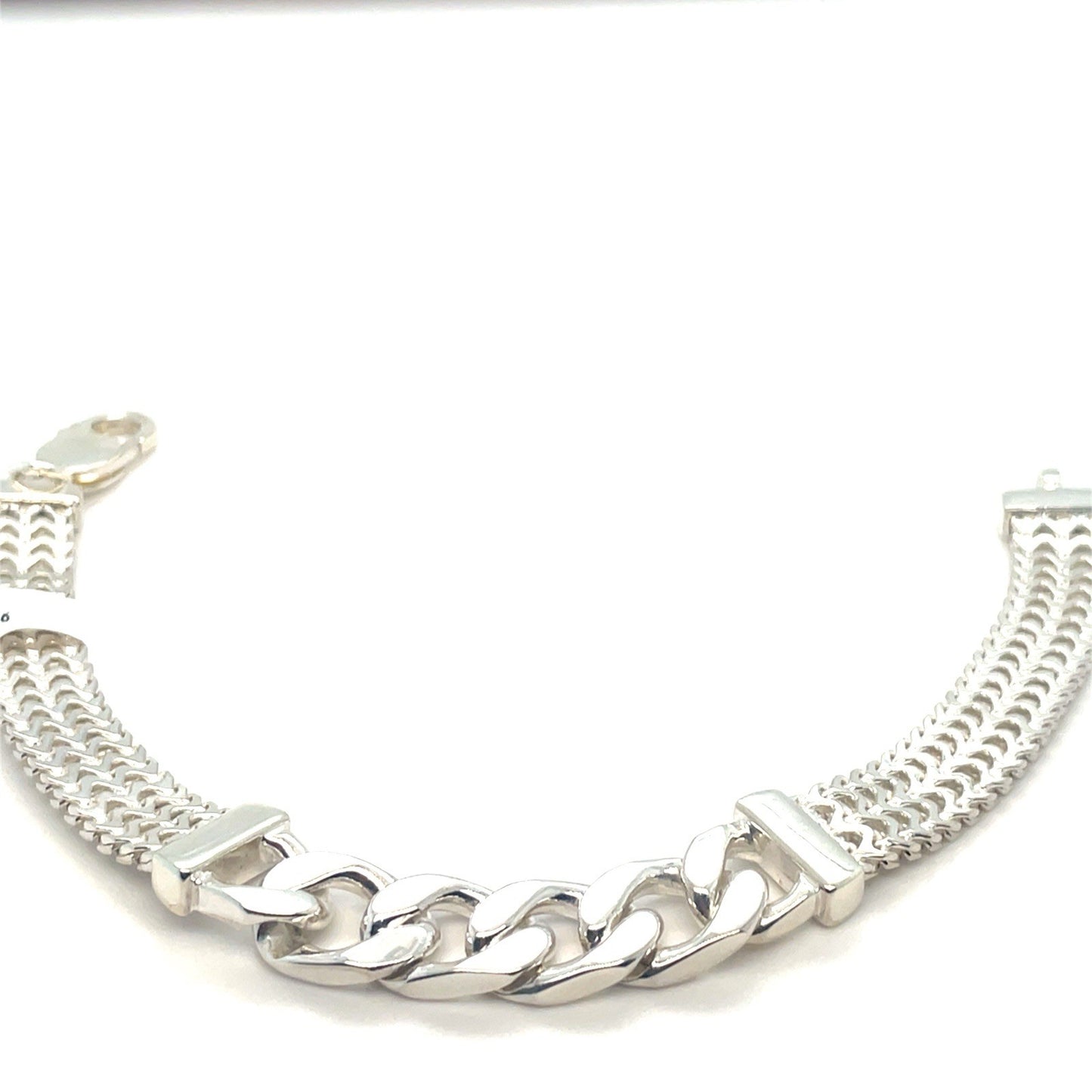 925 Sterling Silver 8” Satin ID Unique Style Bracelet 36.90g 2