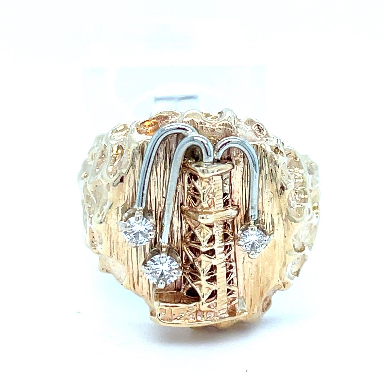 14k Yellow Gold Diamond Oil Rig Ring 14.26g Size 91