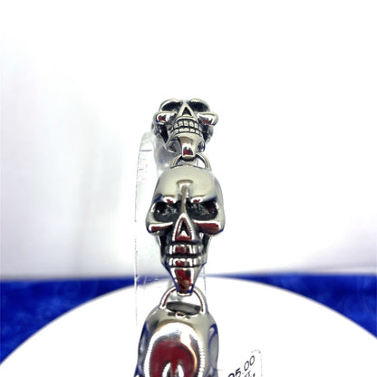 925 Sterling Silver 8.5 Men’s Polished Skulls Bracelet 45.30g0