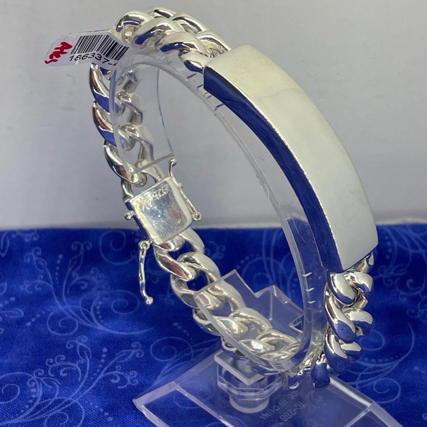 925 Sterling Silver 8.5” Men’s Polished ID Cuban Style Bracelet 54.70g 12.13 5.83