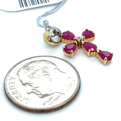10K Yellow Gold Ruby Cross Pendant 0.90g2