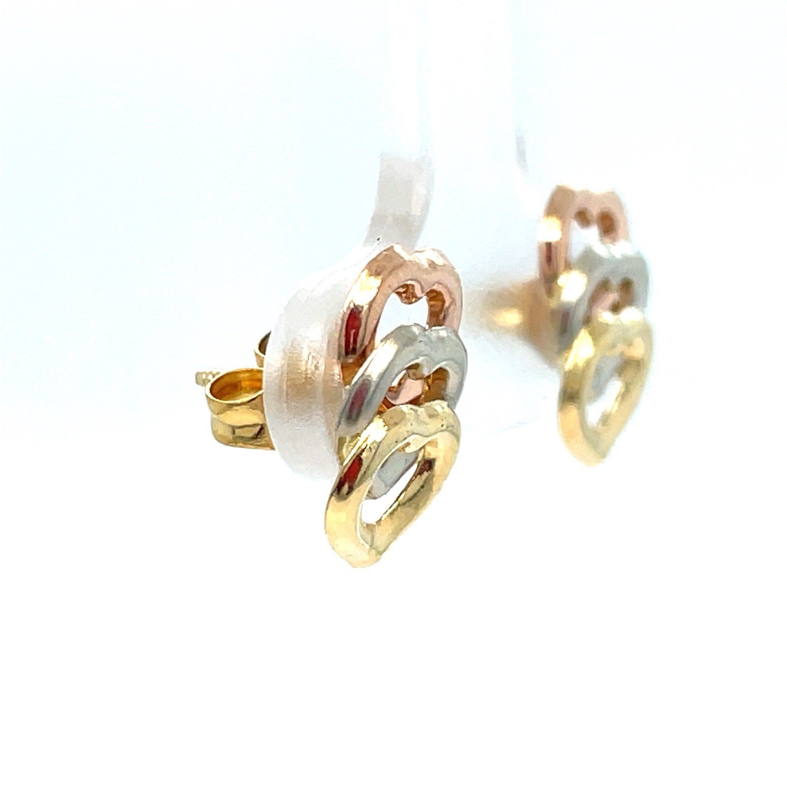 18k Tri Color Gold Women’s 3 Hearts Earrings 0.90g1