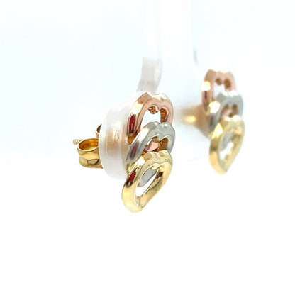 18k Tri Color Gold Women’s 3 Hearts Earrings 0.90g1