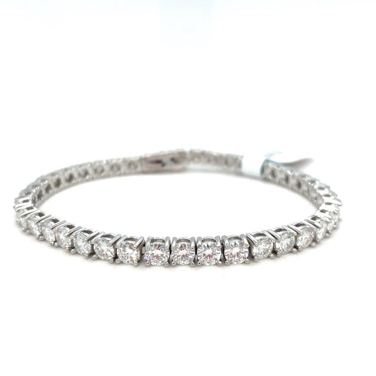 925 Sterling Silver Women’s 7” Moissanite Tennis Bracelet 12.80g 4mm 10CTW0