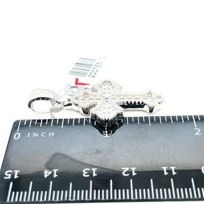 925 Sterling Silver CZ Floral Cross Pendant 6.75g3