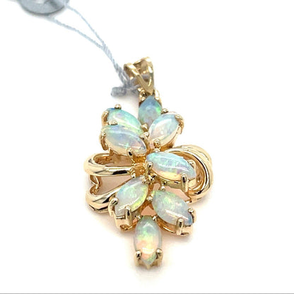 14k Yellow Gold Women’s Opal Swirls Pendant 2.70g 1