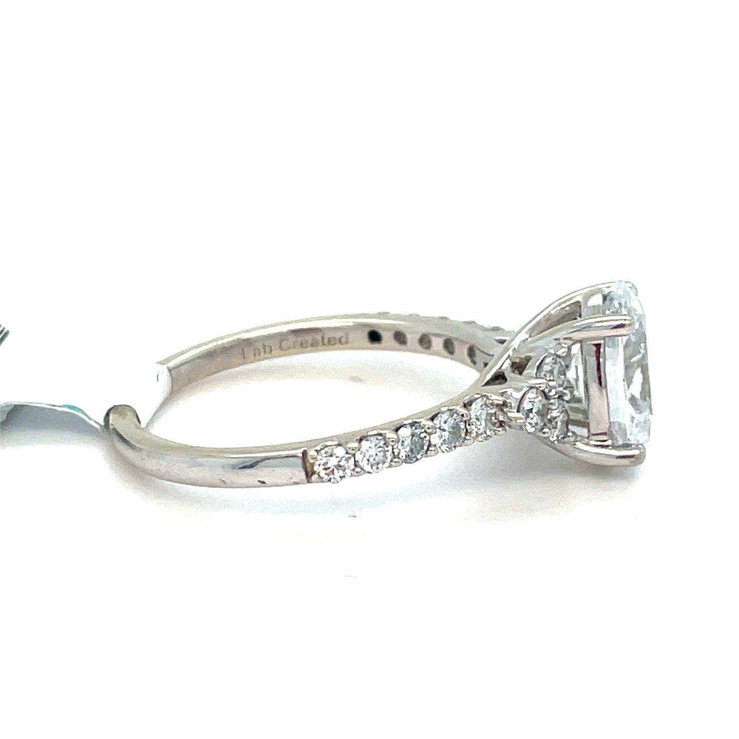 14K White Gold Oval Lab Diamond Ring 3.00g 2CTW Size 71