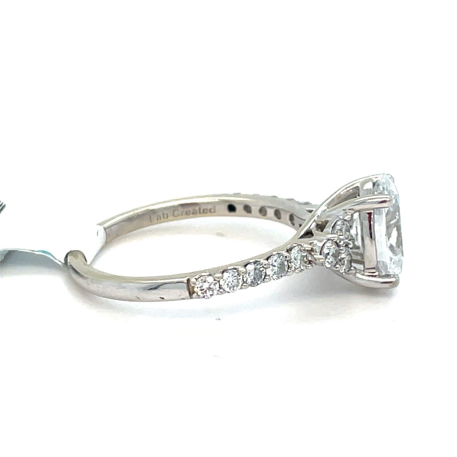 14K White Gold Oval Lab Diamond Ring 3.00g 2CTW Size 71